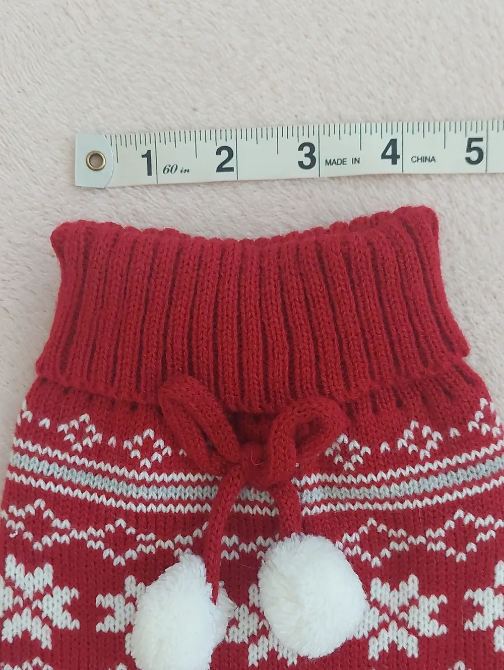 FOREVER FRIENDS Snowflake Pattern Dog Knit Sweater with Pom-Poms NWOT